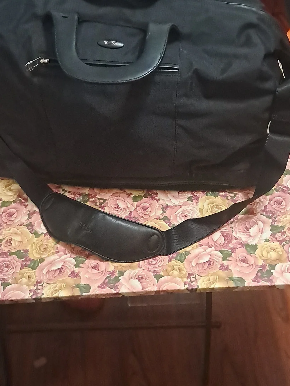Tumi Black Travel Duffel with Top Handles And Detachable Long Carry Strap